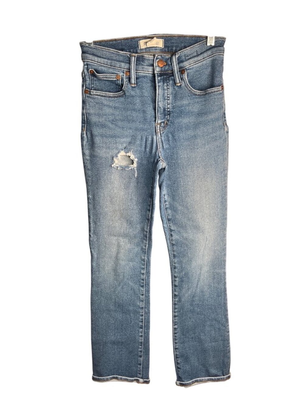 Madewell Cali Demi-Boot Jeans 26T Light Wash Raw Hem Distressed Eco-Friendly